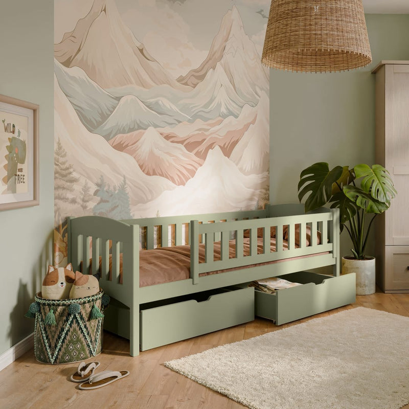 Wooden Single Bed Gucio with Storage