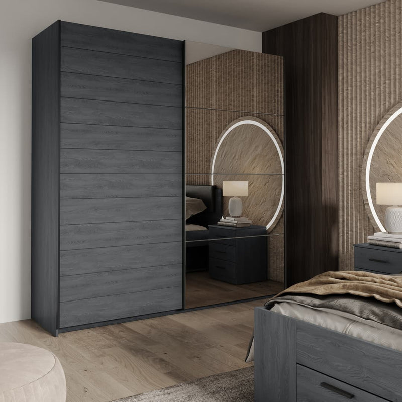 Galaxy Sliding Door Wardrobe 200cm [Oak Carbon]