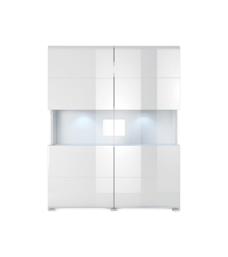 Toledo 42 Display Cabinet 122cm [Front White Gloss with White Matt Carcass] - Front Angle