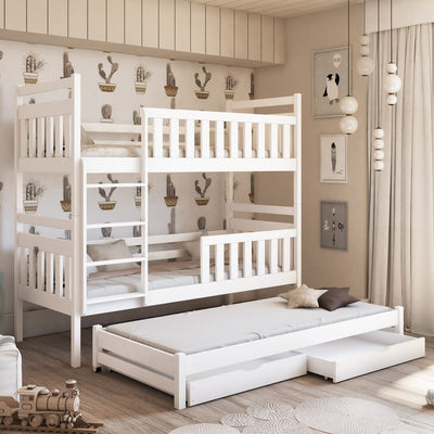 Klara Bunk Bed with Trundle and Storage [White Matt] - Product Arrangement #1