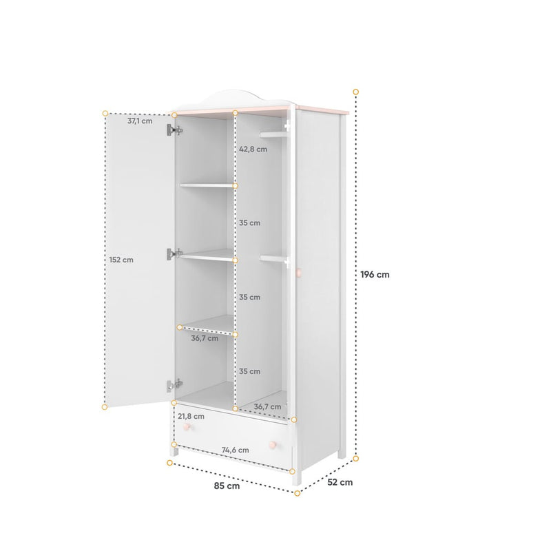 Luna LN-12 Hinged Wardrobe 85cm