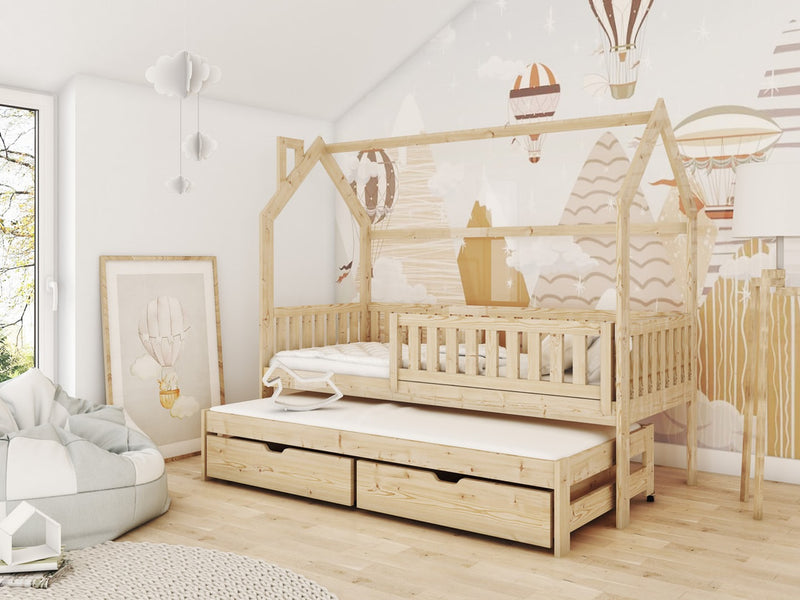 Wooden Single Bed Monkey With Trundle