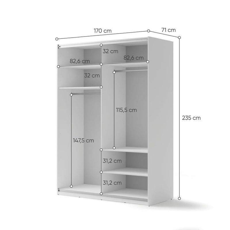 Maxi MX-03 Sliding Door Wardrobe 170cm