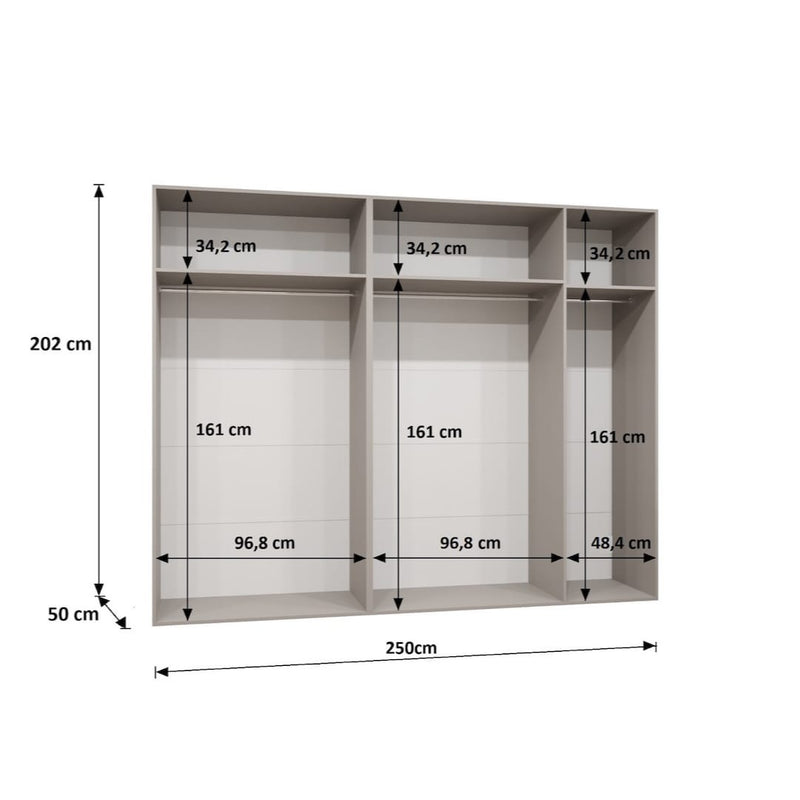Marbella III Hinged Door Wardrobe 250cm