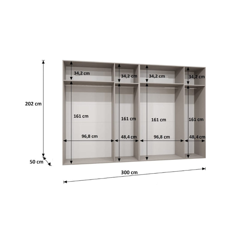 Marbella III Hinged Door Wardrobe 300cm