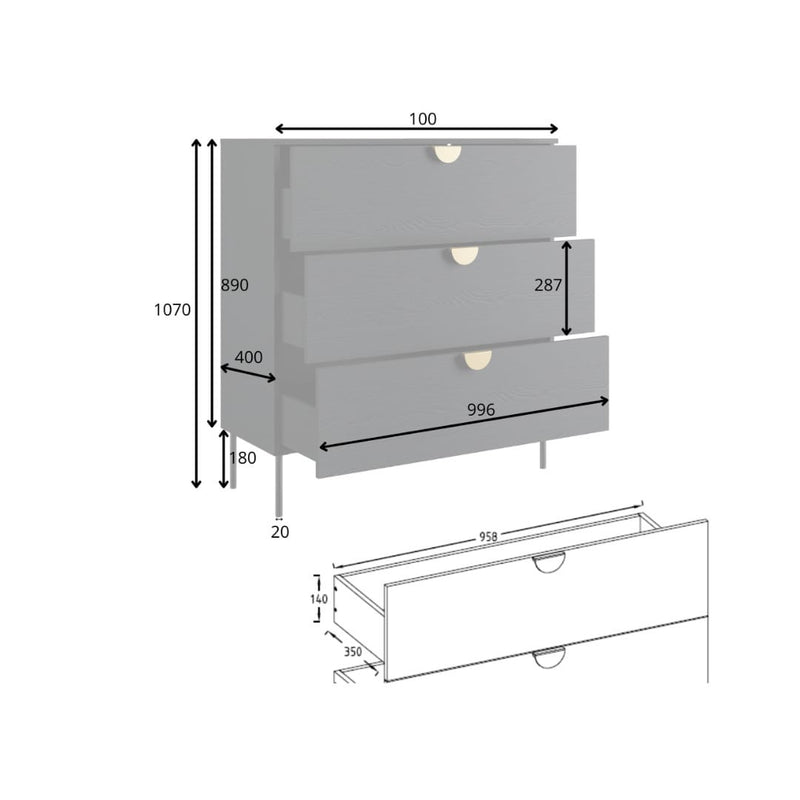 Mond Chest Of Drawers 100cm