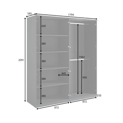 Mond Hinged Door Wardrobe 180cm