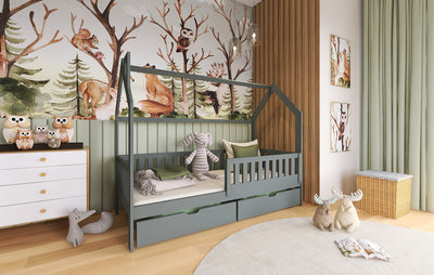 Wooden Single Bed Natan With Storage