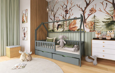 Wooden Single Bed Natan With Storage
