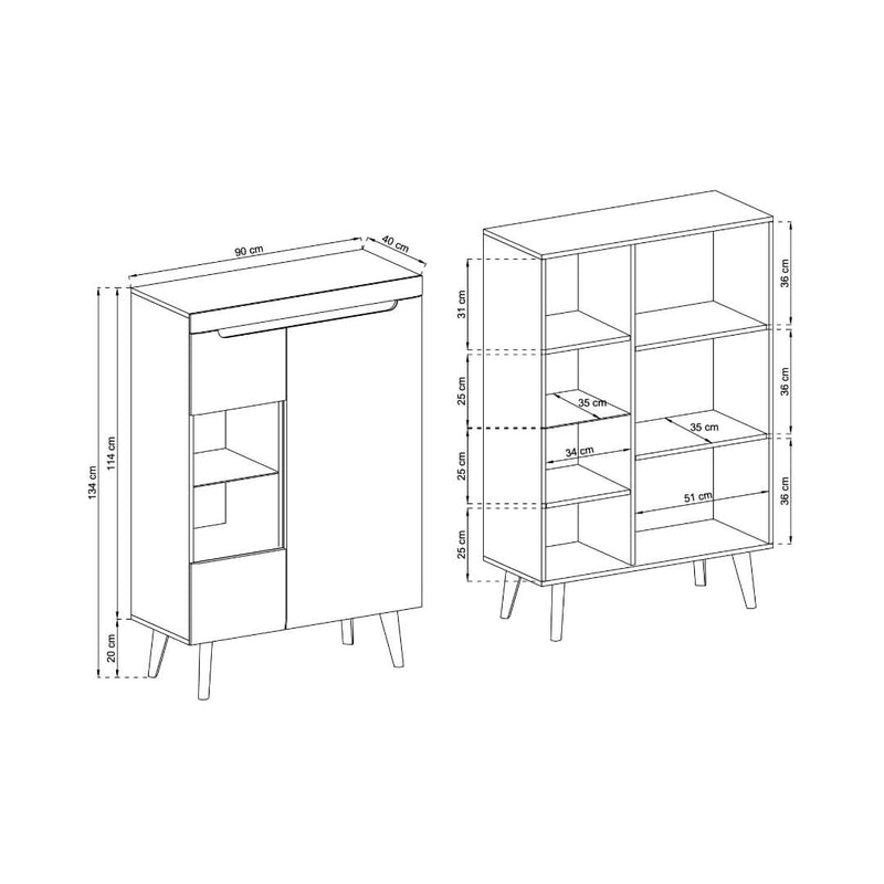 Nordi Display Cabinet 90cm