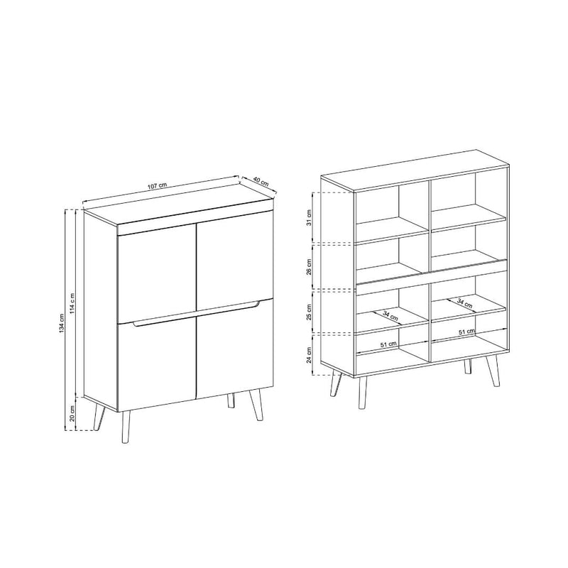 Nordi Highboard Cabinet 107cm