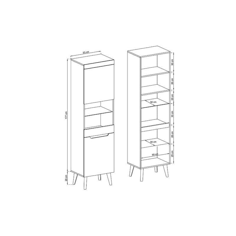 Nordi Tall Display Cabinet 53cm