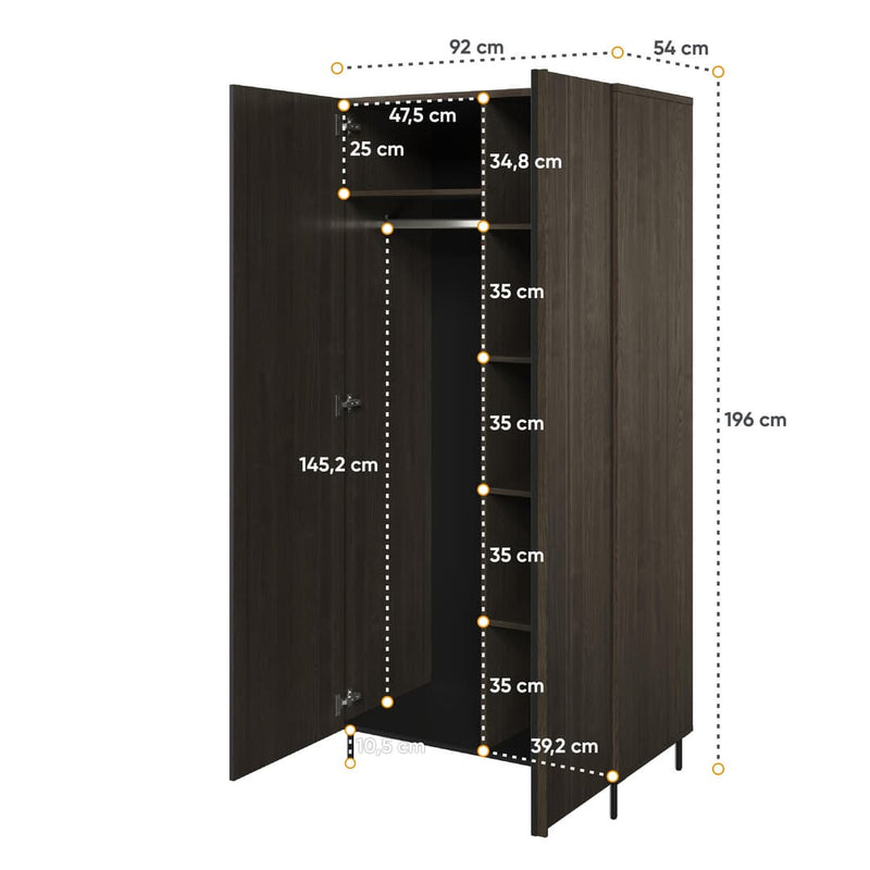 Piemonte PE-01 Hinged Wardrobe 92cm