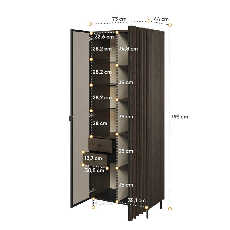 Piemonte PE-02 Tall Display Cabinet 73cm