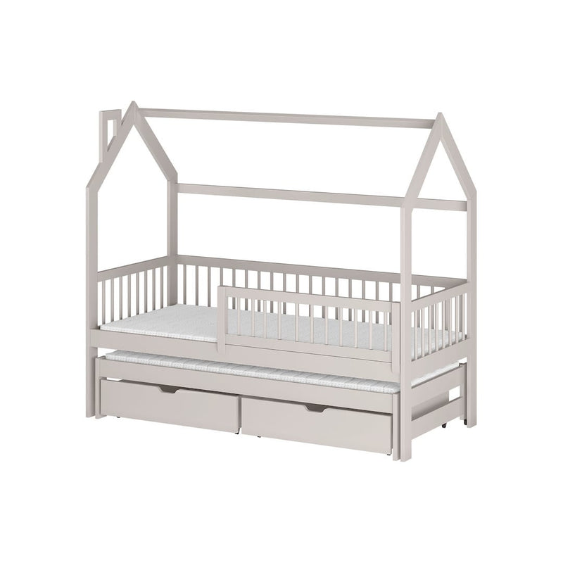 Wooden Single Bed Papi With Trundle