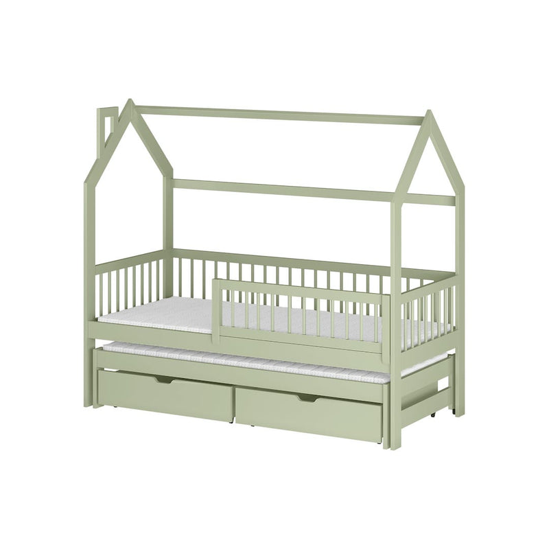 Wooden Single Bed Papi With Trundle