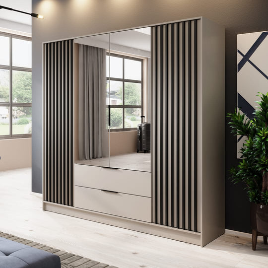 Nelly Hinged Door Wardrobe 206cm [Mirror]