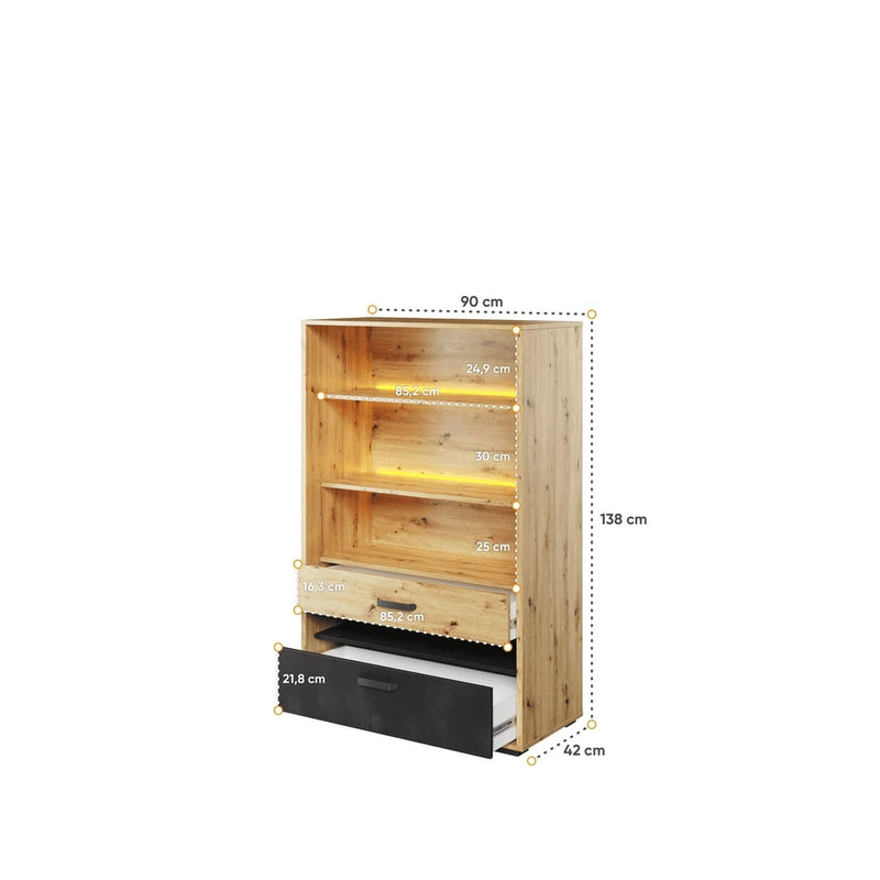 Qubic 06 Bookcase 90cm with LED