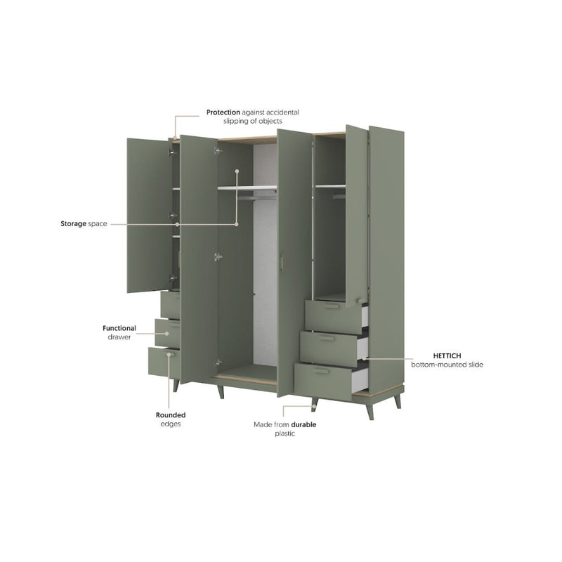 Scandi Hinged Door Wardrobe 190cm