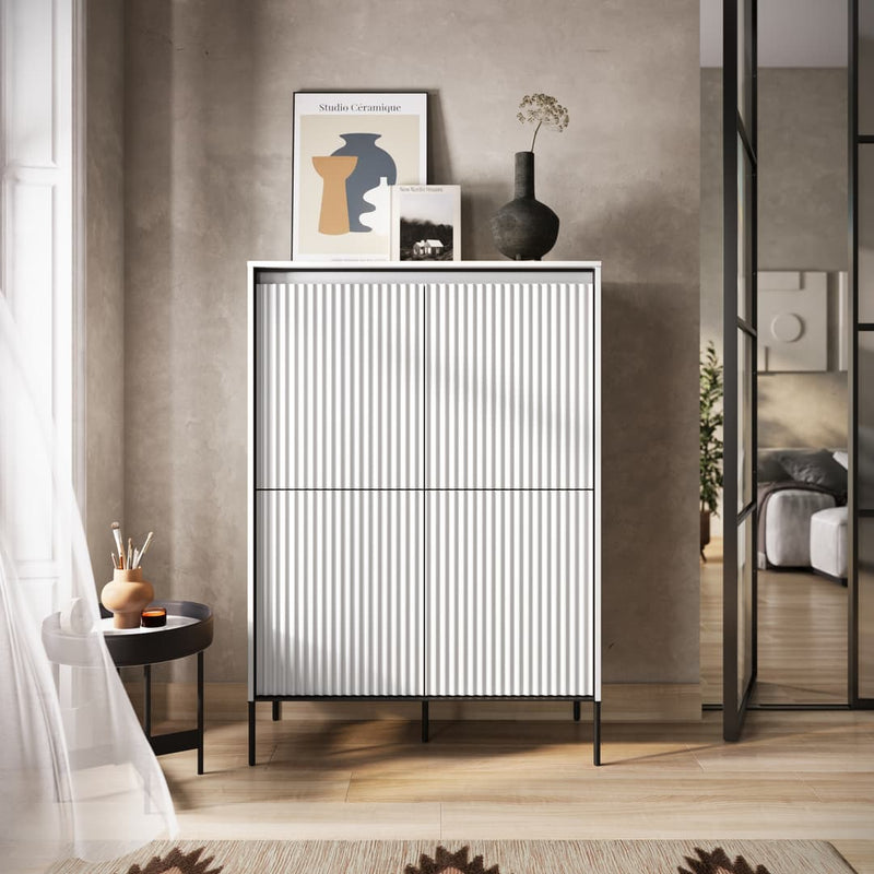 Trend TR-03 Highboard Cabinet 98cm [White Matt] - Lifestyle Image 