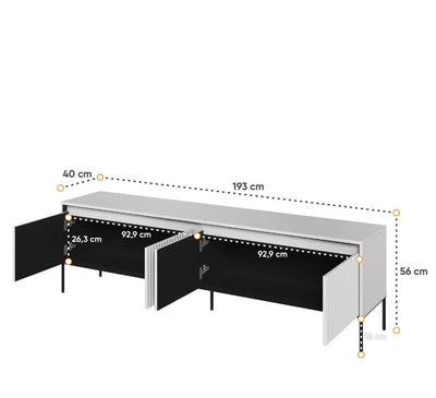 Trend TR-06 TV Cabinet 193cm [White Matt] - Product Dimensions