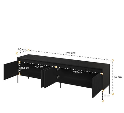 Trend TR-06 TV Cabinet 193cm [Black Matt] - Product Dimensions