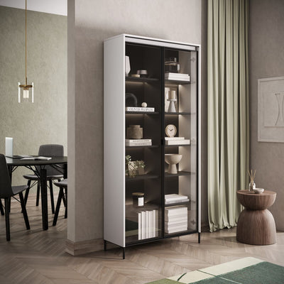 Trend TR-07 Tall Display Cabinet 92cm [White Matt] - Lifestyle Image 