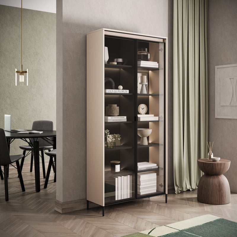 Trend TR-07 Tall Display Cabinet 92cm [Beige] - Lifestyle Image 