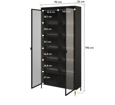 Trend TR-07 Tall Display Cabinet 92cm [Black Matt] - Product Dimensions