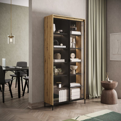 Trend TR-07 Tall Display Cabinet 92cm [Oak Artisan] - Lifestyle Image 