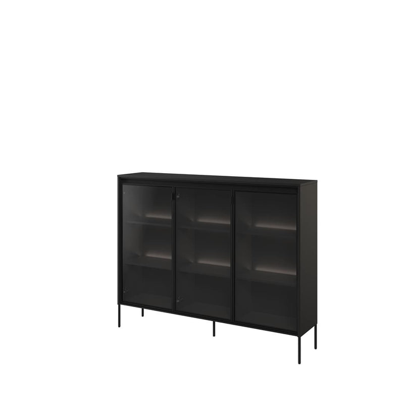 Trend TR-08 Display Cabinet 150cm [Black Matt] - White Background