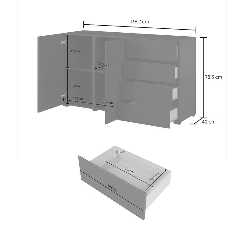 Visby Sideboard Cabinet 138cm