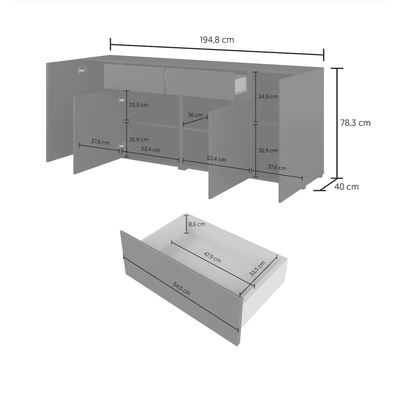 Visby Sideboard Cabinet 195cm