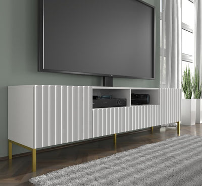 Wave TV Cabinet 200cm [White] - Lifestyle Image  2