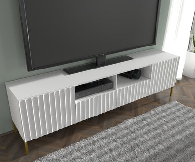 Wave TV Cabinet 200cm [White] - Lifestyle Image 