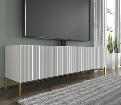 Wave TV Cabinet 200cm [White] - Lifestyle Image 