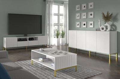 Wave TV Cabinet 200cm [White] - Lifestyle Image  3