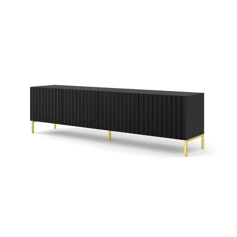 Wave TV Cabinet 200cm [Black] - White Background