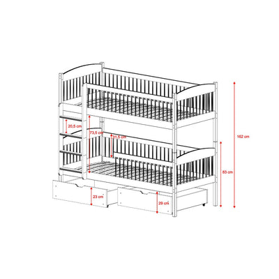 Wooden Bunk Bed Luna With Storage