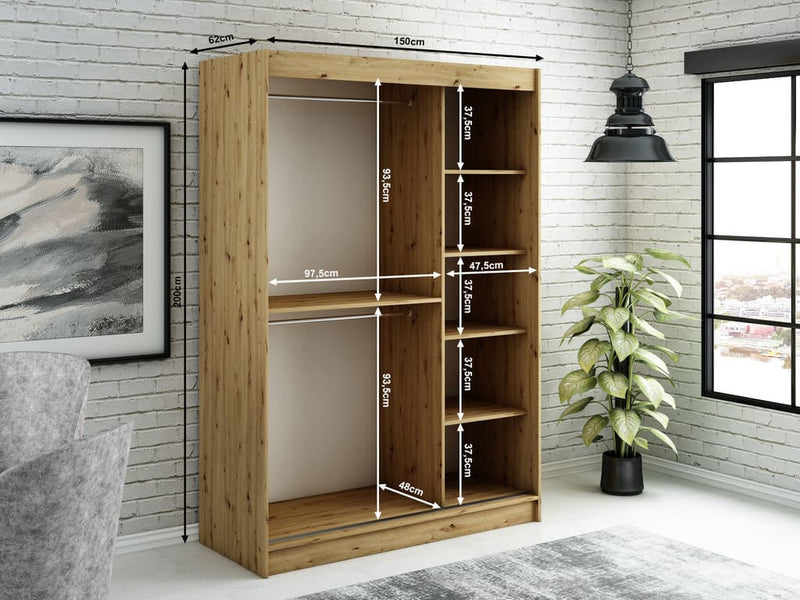 Leto T Sliding Door Wardrobe 150cm