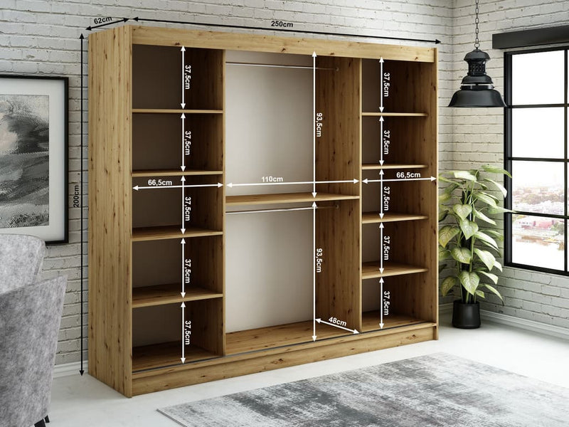 Leto T1 Sliding Door Wardrobe 250cm