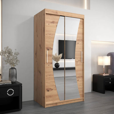 Wave Sliding Door Wardrobe 100cm