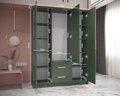 Berlin IV Hinged Door Wardrobe 153cm