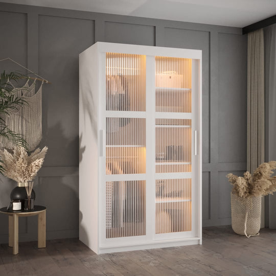 Flutes I Sliding Door Wardrobe 100cm