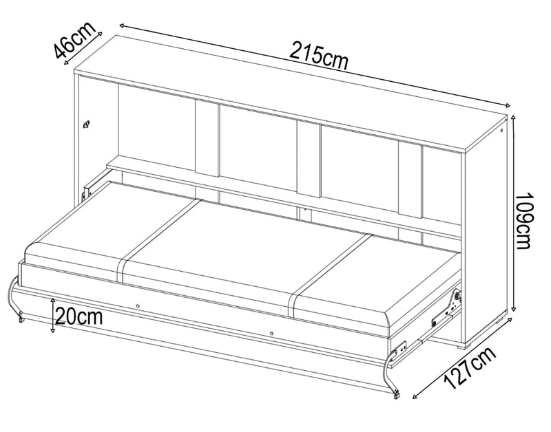 CP-06 Horizontal Wall Bed Concept 90cm - Product Dimensions