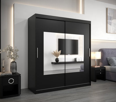 Torino Sliding Door Wardrobe 180cm [Black] - Lifestyle Image 