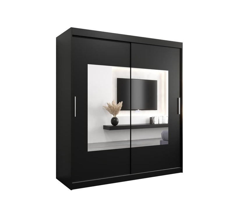 Torino Sliding Door Wardrobe 180cm [Black] - White Background