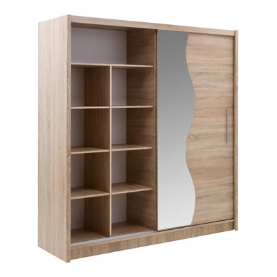 Bergamo I Sliding Door Wardrobe Bergamo 205cm [Oak] - Interior Image