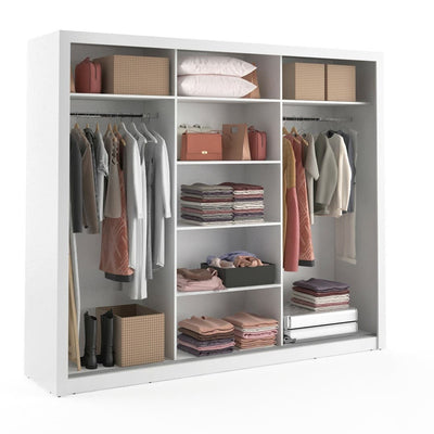 Arti 2 - 3 Sliding Door Wardrobe 250cm [White] - Interior Layout With Clothes