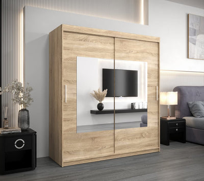 Torino Sliding Door Wardrobe 180cm [Oak Sonoma] - Lifestyle Image 